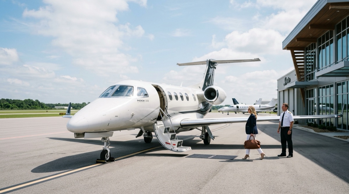 Embraer Phenom 300E light jet on a private terminal ramp — best light jets 2026 comparison